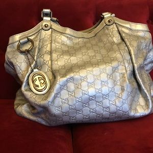 Gucci Grey Large Leather Hobo Sukey